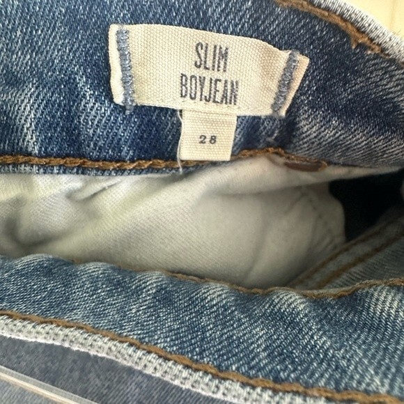 Madewell Slim Boy Jeans Prefaded Medium Wash Factory Distressed Boho Western 28 - Picture 3 of 4